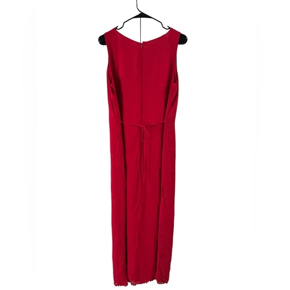 Vintage red formal floral embroidered dress - Picture 6 of 7